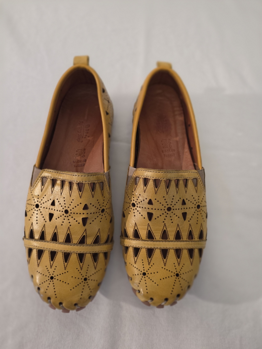 Spring Step Women's Yellow Perforated Leather Slip-On Loafers